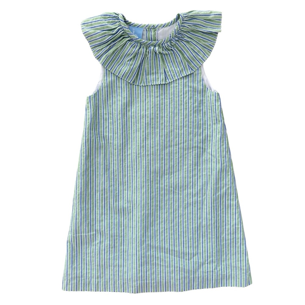 Bella Bliss Green and Blue Stripes Sleeveless Dress size 7